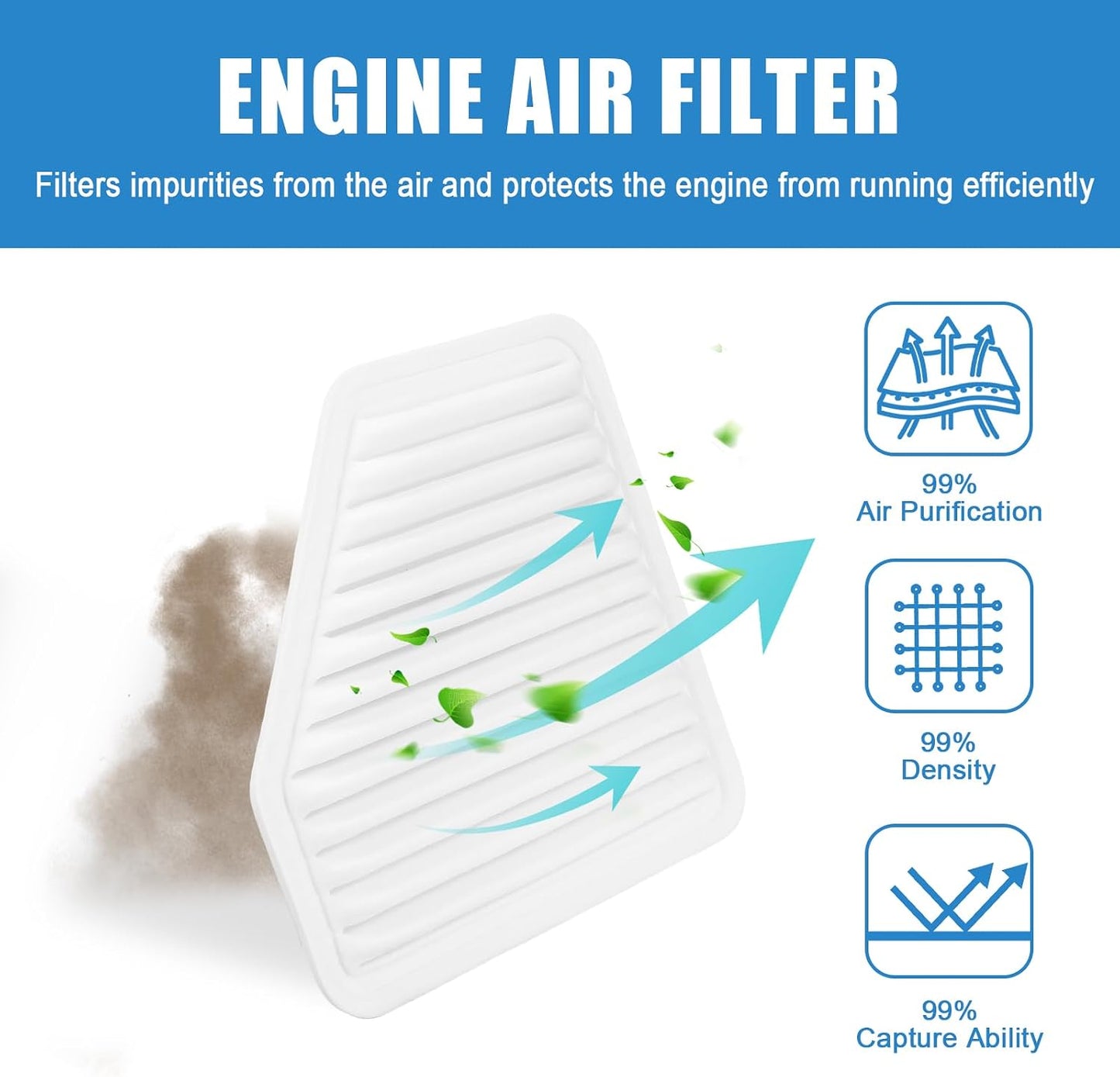 Filtro aire motor comp Toyota Lexus Pontiac Scion 17801AD010
