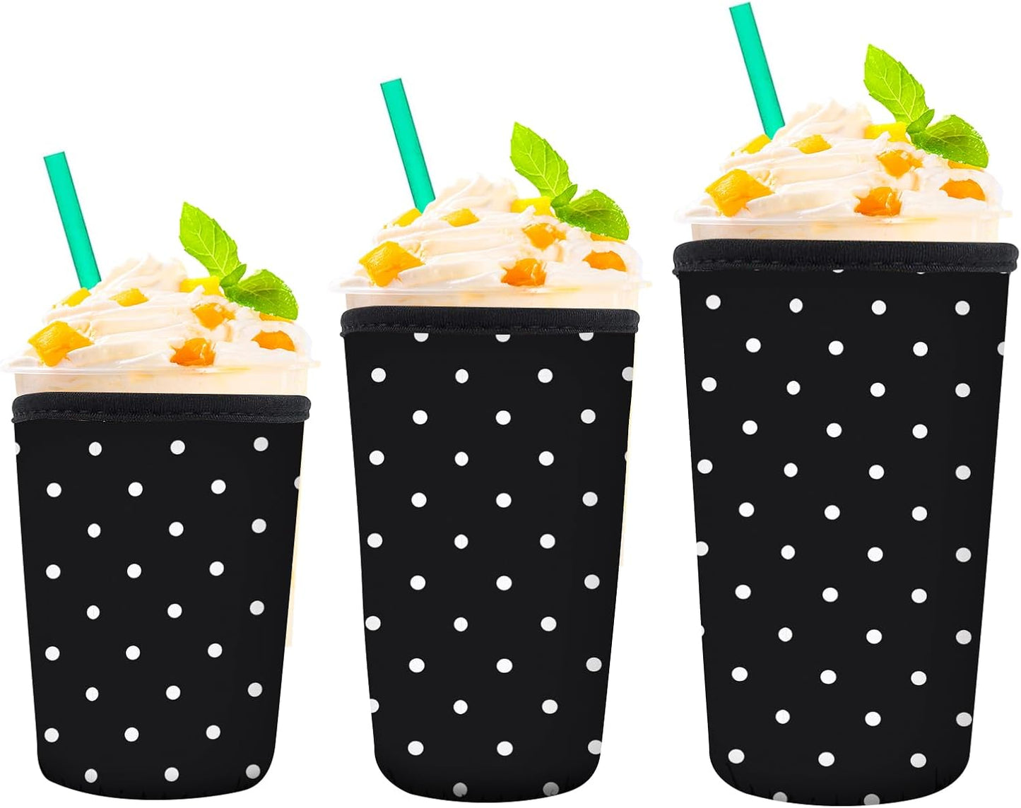 3 Pzas Funda Neopreno para Vasos Café Frío y Caliente 16-32oz Negro