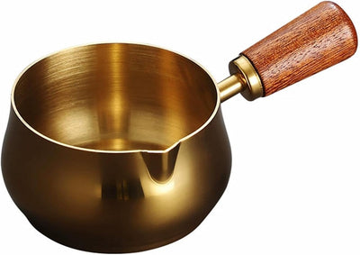 Taza medidora espresso acero inox 6oz boca V dorado
