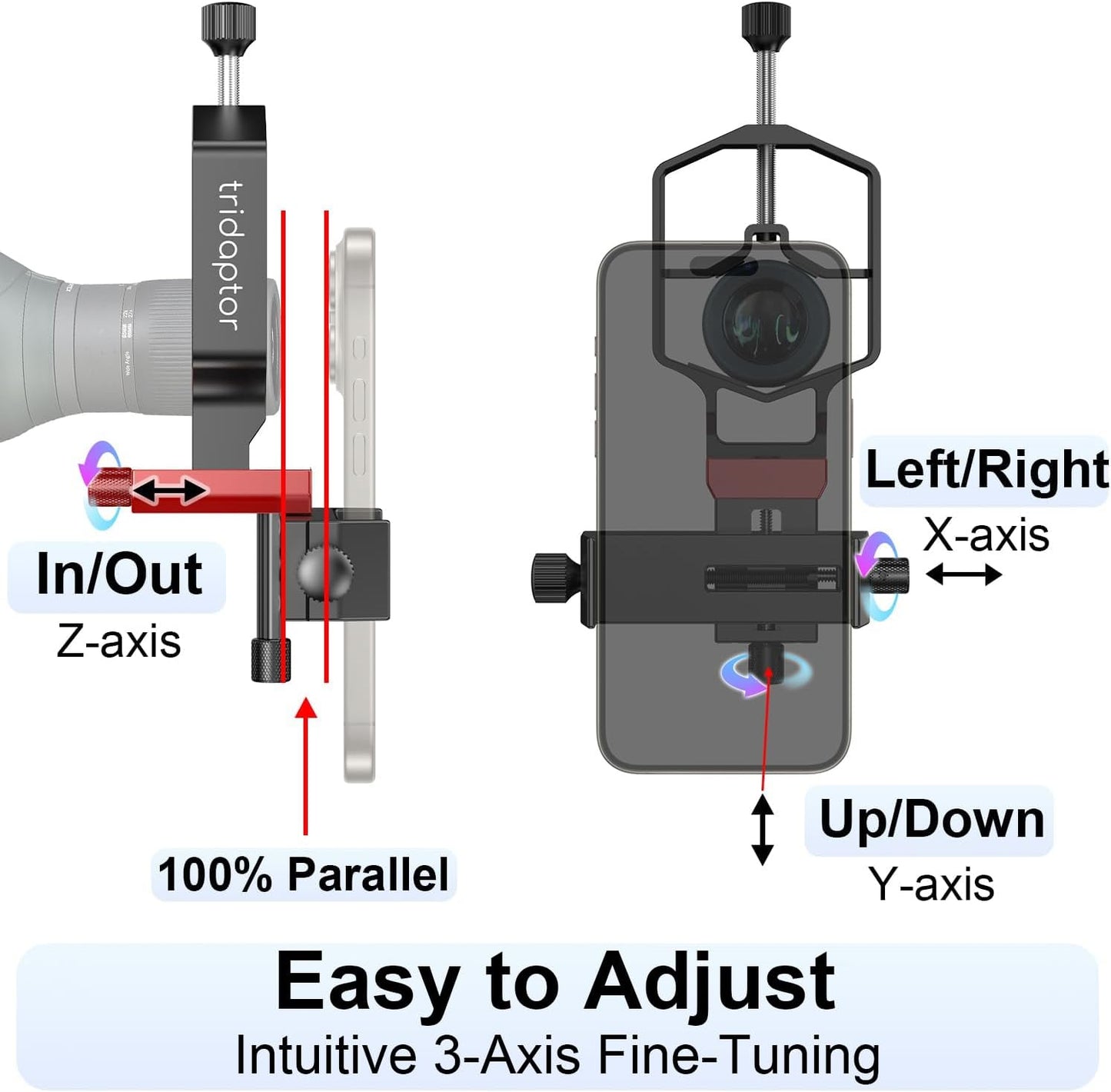 Adaptador universal para telescopio monocular 3 ejes