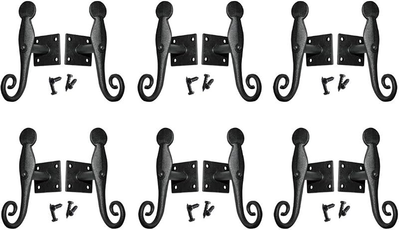 Ganchos hierro forjado cola rata negros 5.5pulg set 6