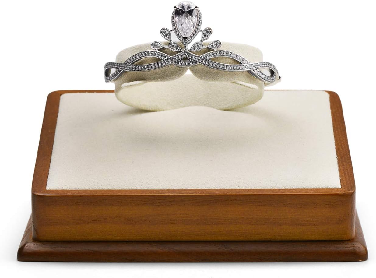 Soporte joyería madera anillo pendiente pulsera blanco