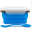 Recipiente silicona plegable 2en1 con tapa y utensilios