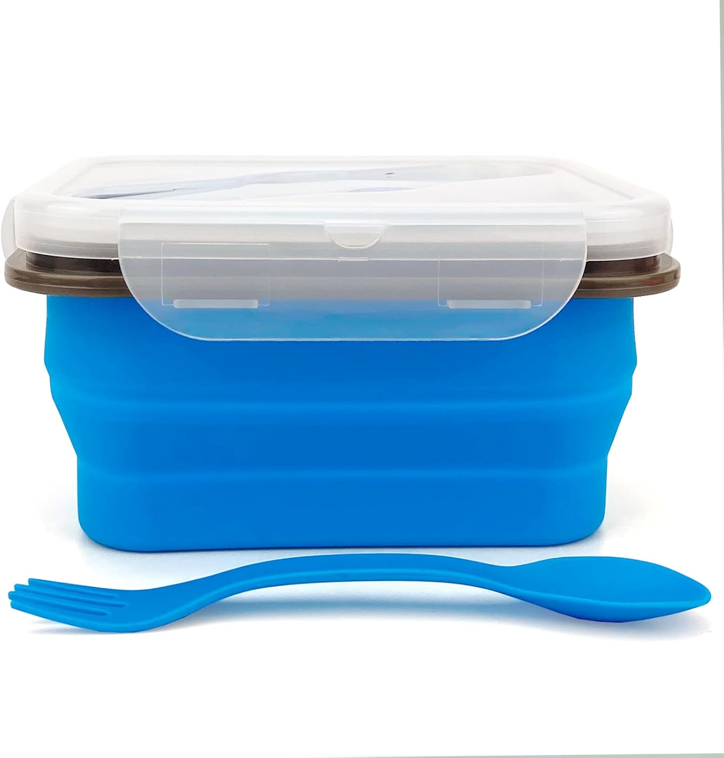 Recipiente silicona plegable 2en1 con tapa y utensilios