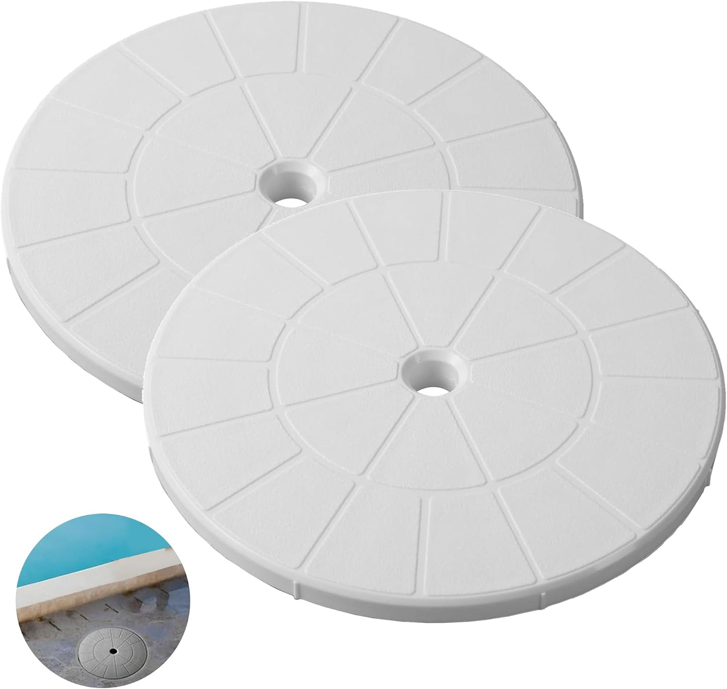 2 Tapas redondas 9 1/8" para válvula skimmer 9" piscina