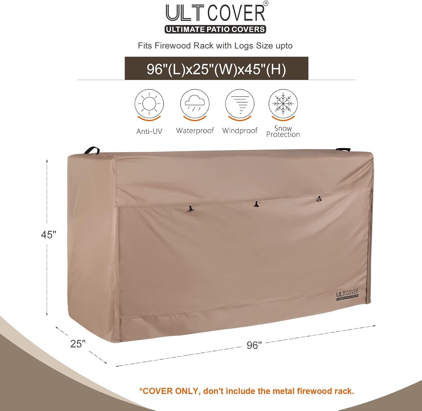 Cubierta impermeable para estantes leña 8ft soporte troncos