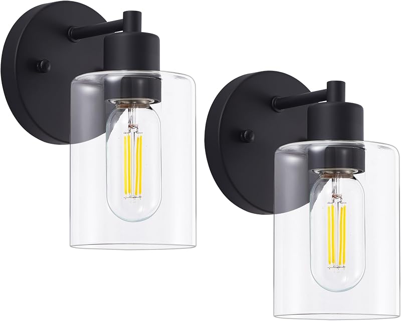 Apliques pared baño luces estilo granja vidrio