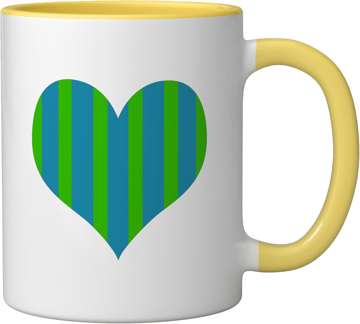 Taza Cerámica Estilo Minimalista Azul y Verde Rayas Verticales