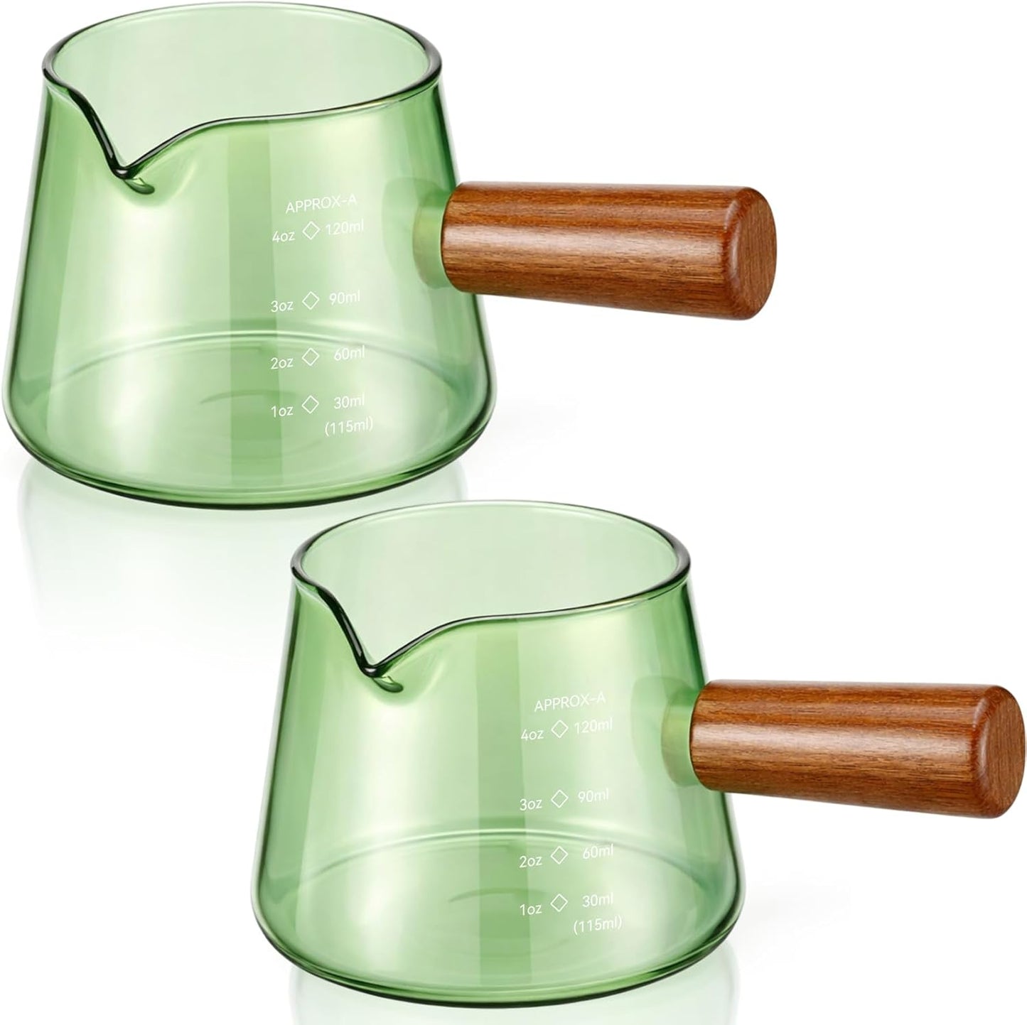 2 Tazas Espresso Vidrio con Boquilla V Asa Jarra Espuma Leche