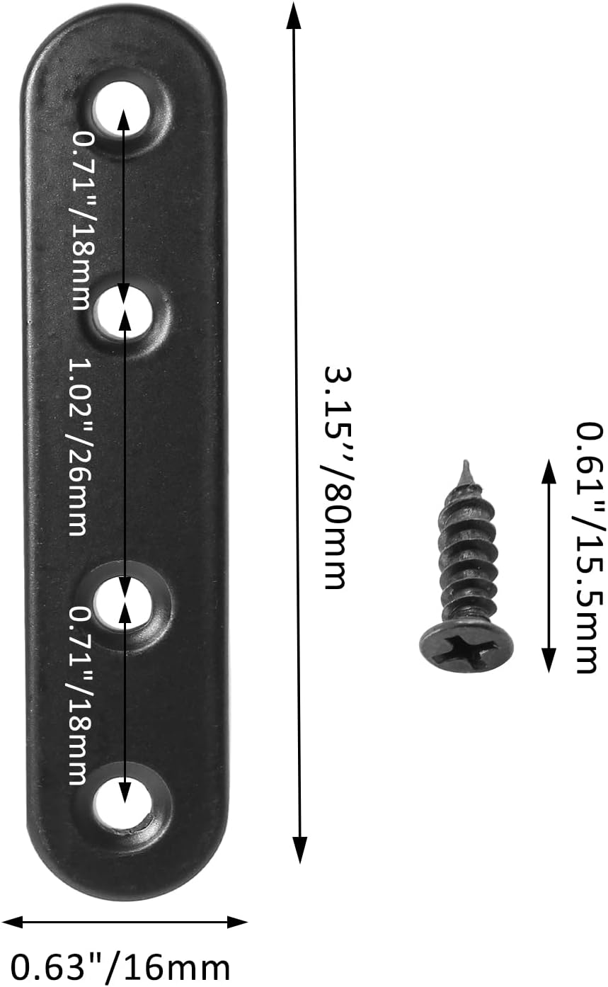 16 Soportes Rectos Placa Acero Inox 3pulg Metal Negro