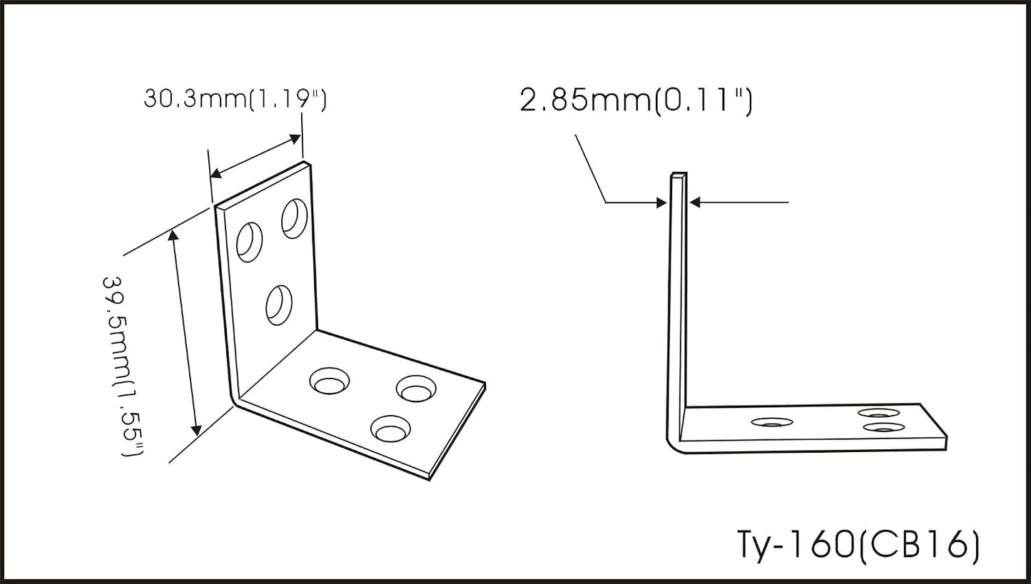 Soporte ancho resistente 0.118pulg 90grados paquete 12