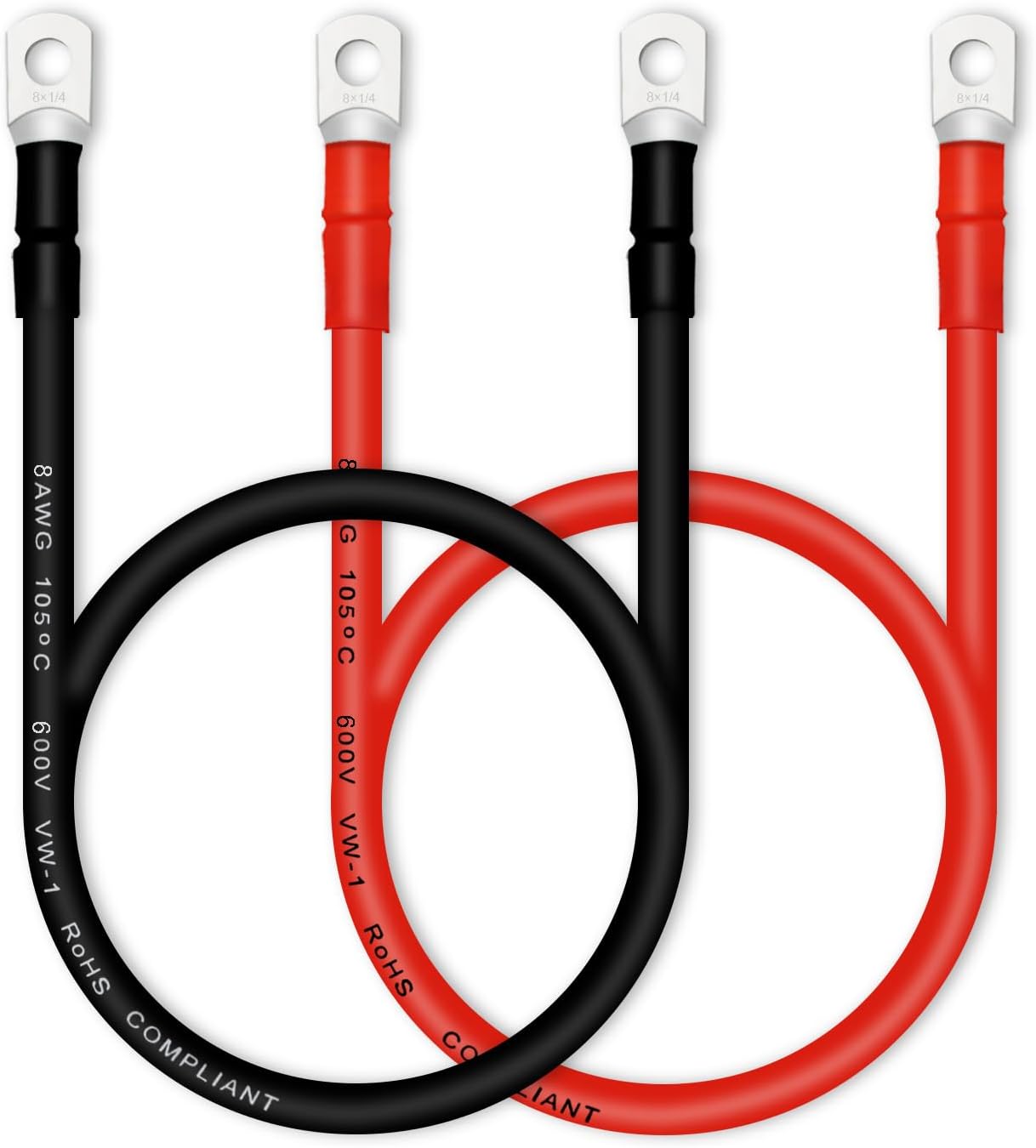 Cables batería 8 AWG con terminales de cobre