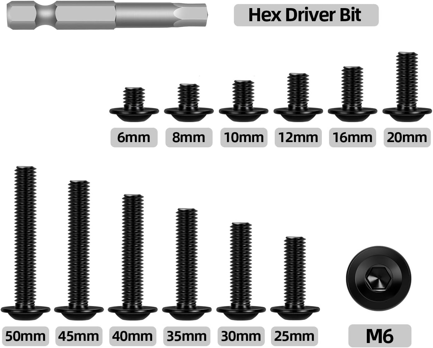 25 Pzas Pernos Botón Acero Inox 304 Rosca 1.0x40mm Negro