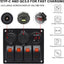 Panel interruptor marino rojo 12V USB QC3.0