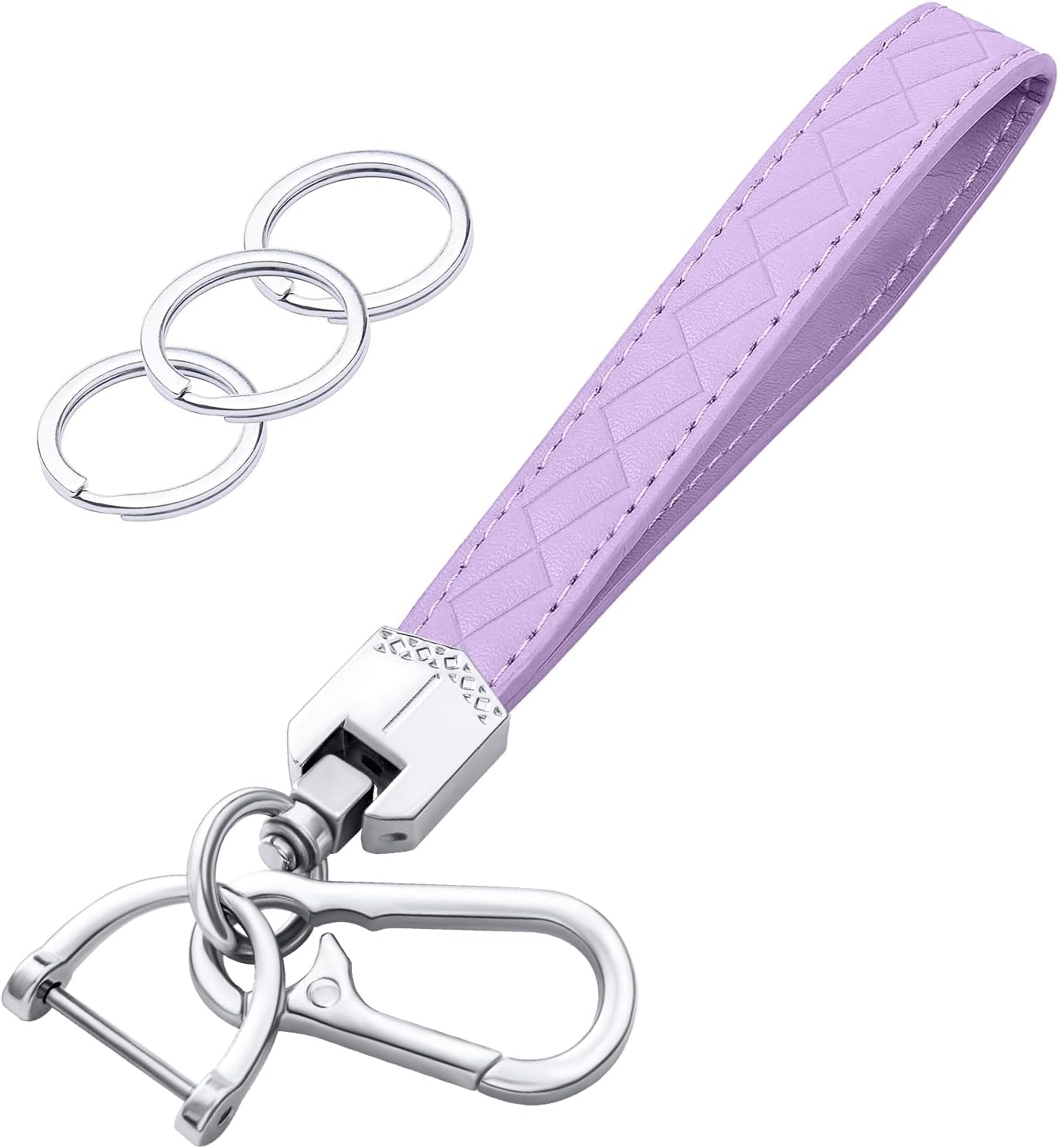 Llavero muñeca cuero para auto con anillo anti-pérdida morado