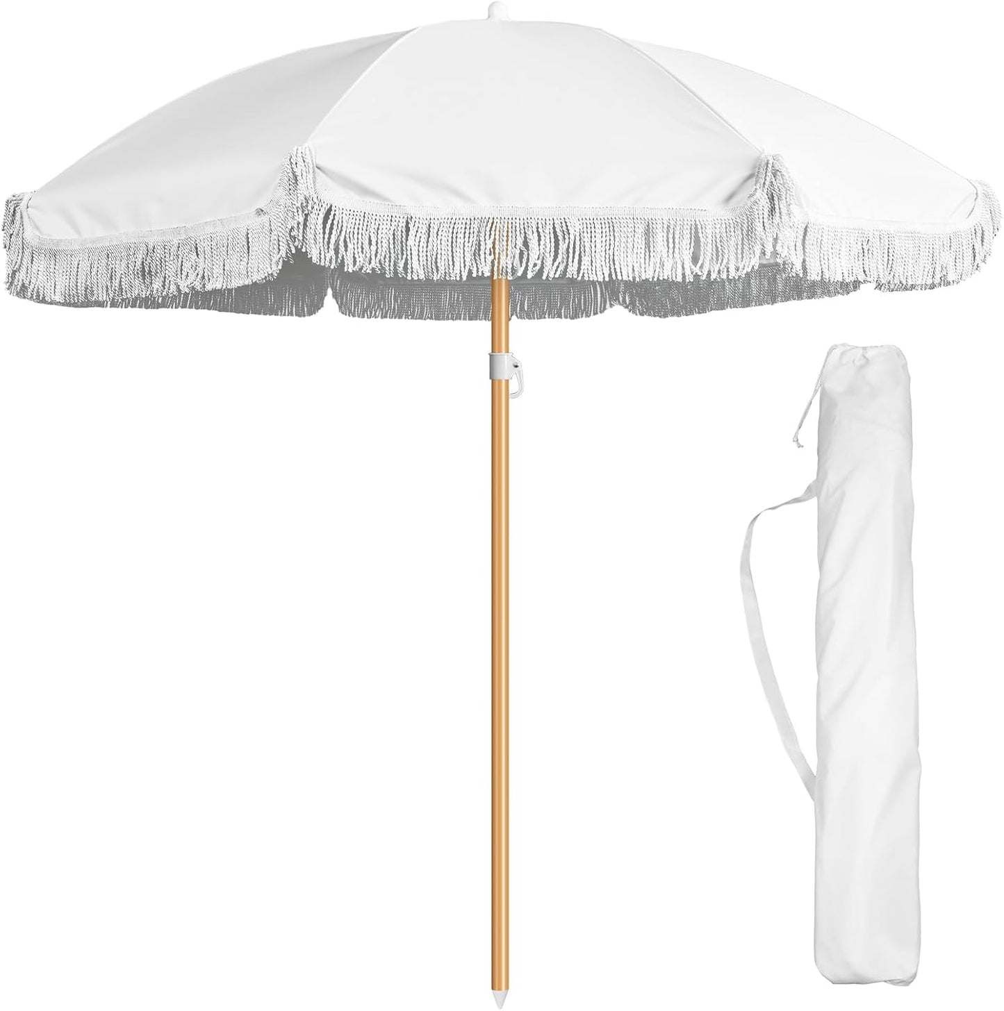 Sombrilla playa 6ft poste acero flecos bolsa transporte
