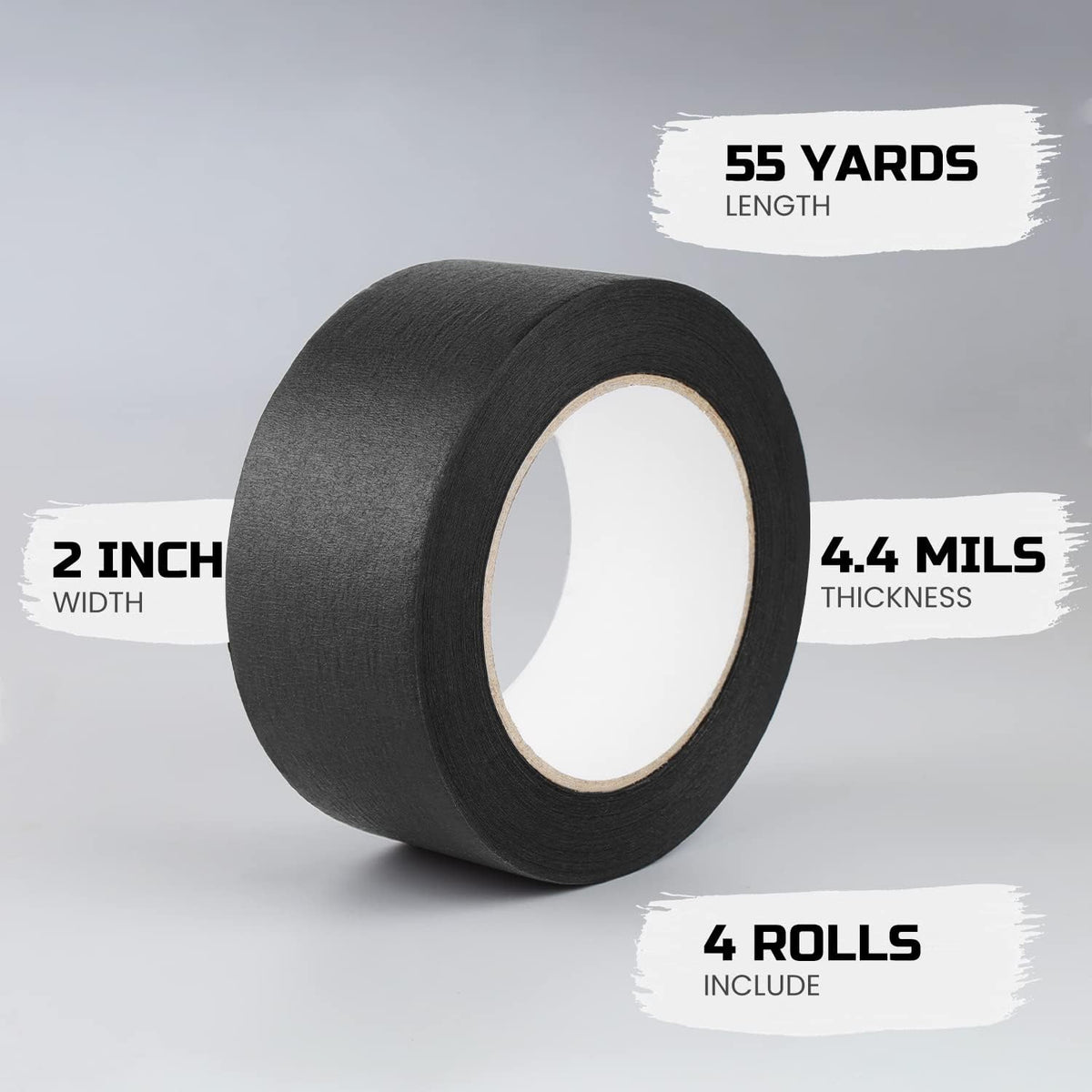 4 Rollos Cinta Adhesiva Negra 2pulg x 55yd