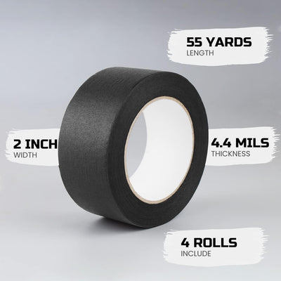 4 Rollos Cinta Adhesiva Negra 2pulg x 55yd