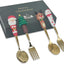 Set 4 Pzas Utensilios Navideños Acero Inox Asas Festivas