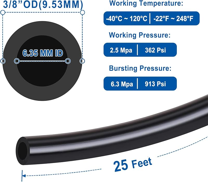 Tubo neumático nylon 50ft 3/8 od aprobado SAE J844 aerolínea