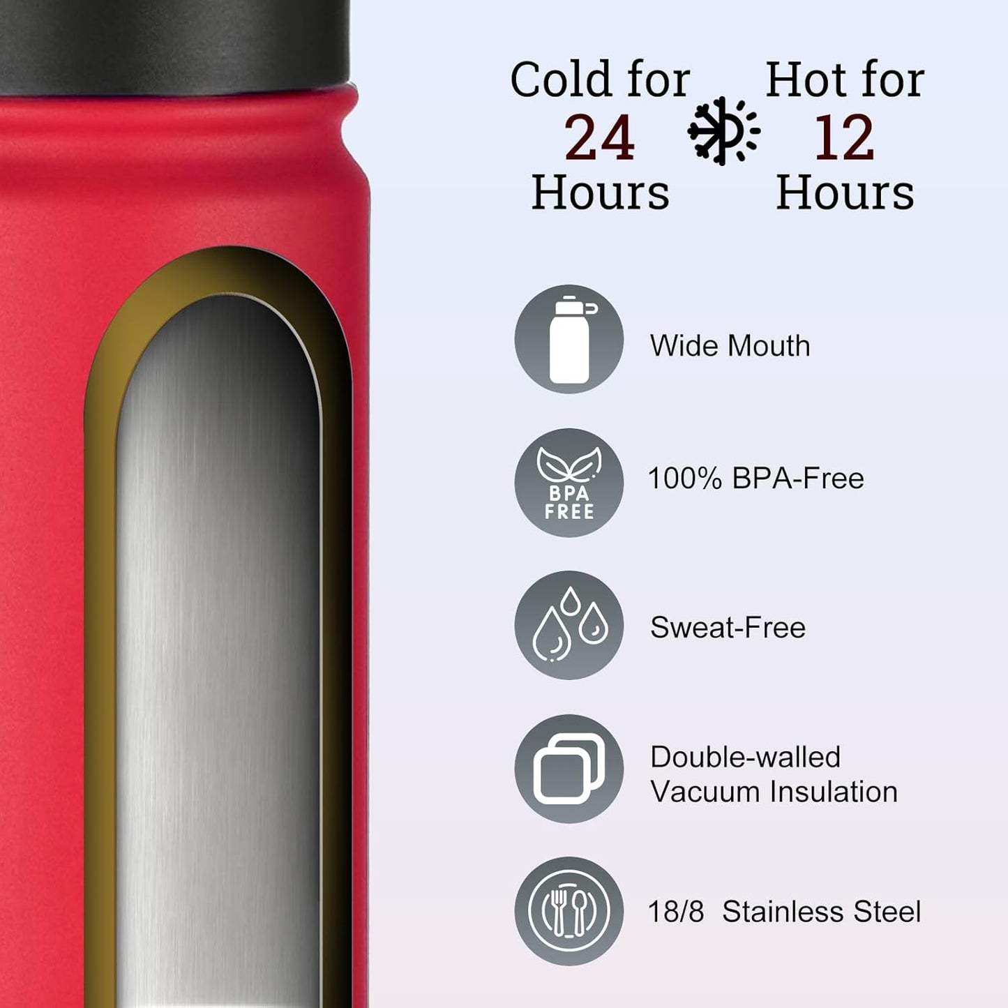Botella agua aislada acero inox 24oz con pajita sin BPA