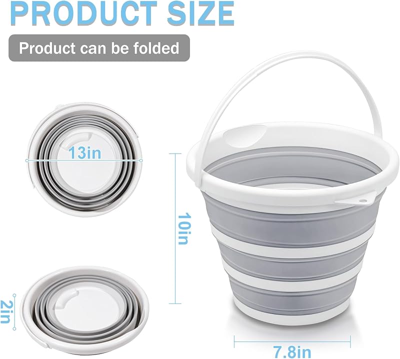 2 Cubos Plegables 10L para RV Camping Limpieza