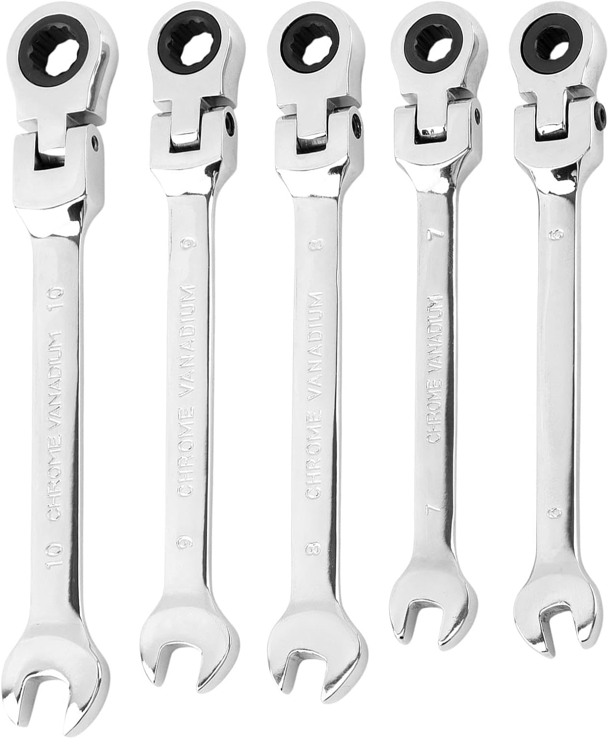 Set 5 llaves trinquete cabeza flexible 0.236-0.394pulg plateado