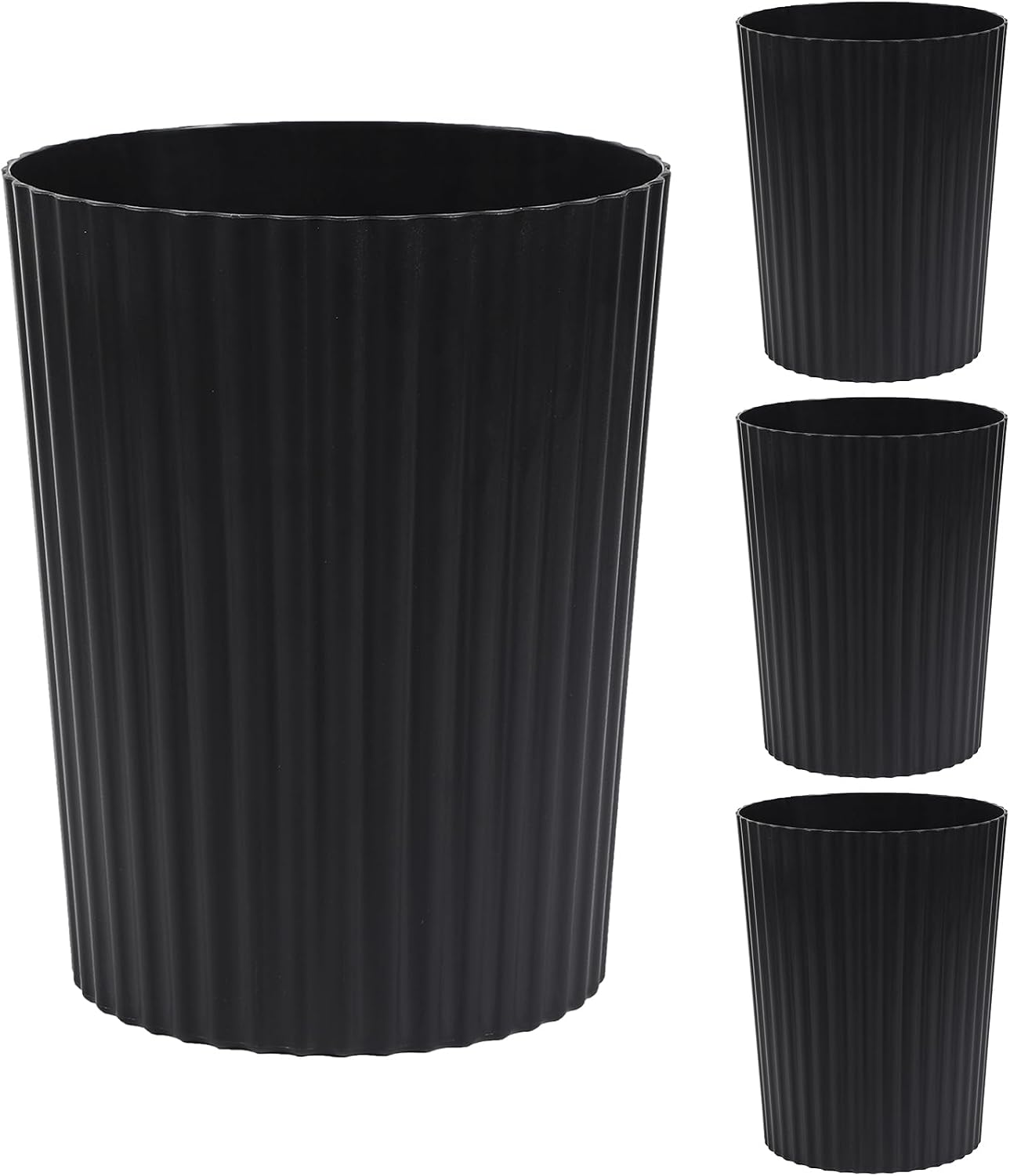 Cubo basura plástico redondo pack 4 negro