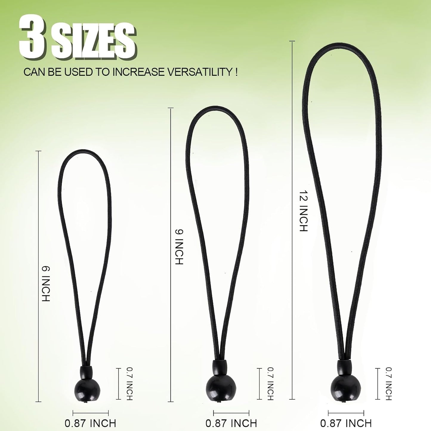 Cuerda elástica resistente UV multifunción 12pulg negro