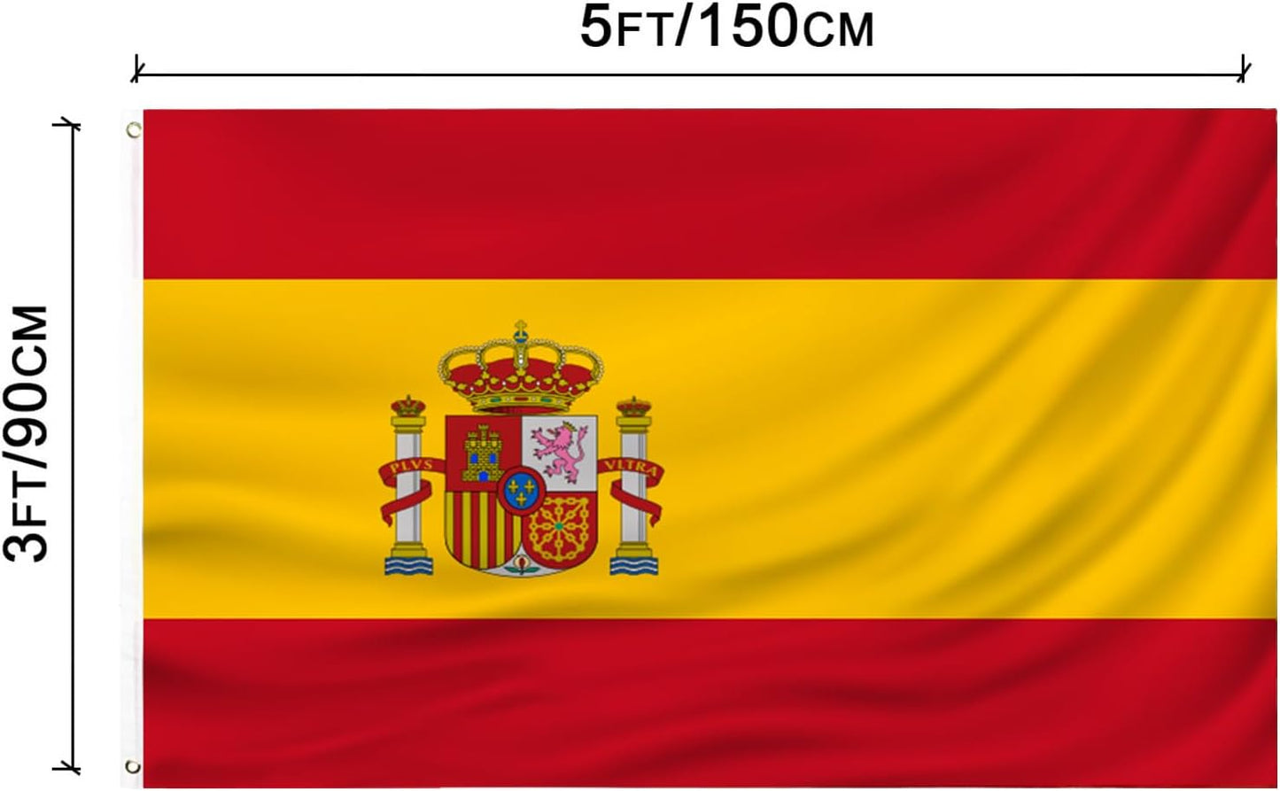 Bandera España 3x5ft lona poliéster doble costura ojales latón