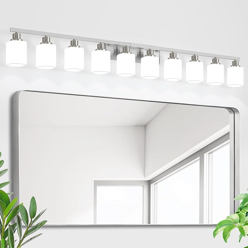 Lámpara tocador baño 10 luces níquel cepillado 64.5"