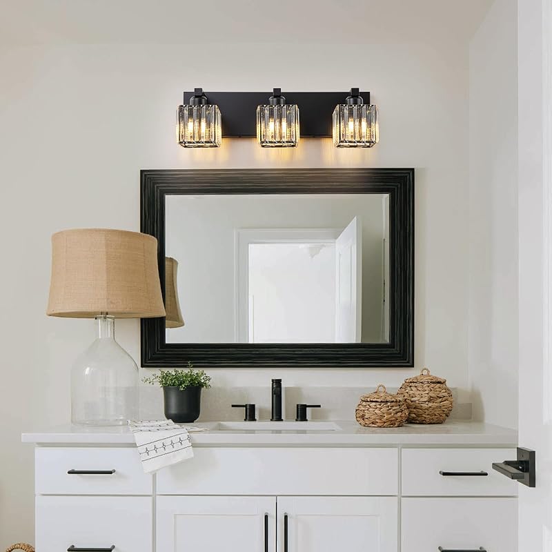Lámpara baño cristal sobre espejo 3 luces 19.7"