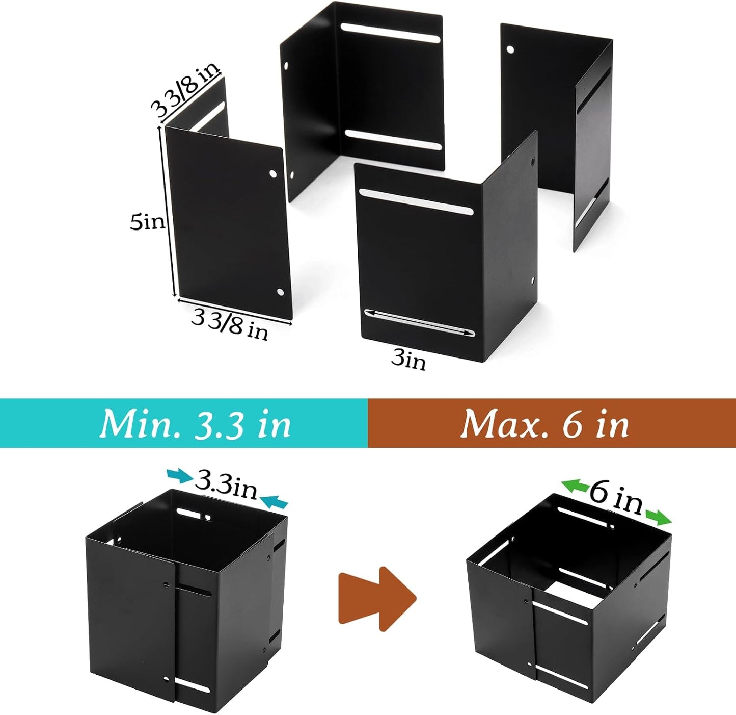 2 Protectores Poste Acero Inox 304 Rango 3.3-6"