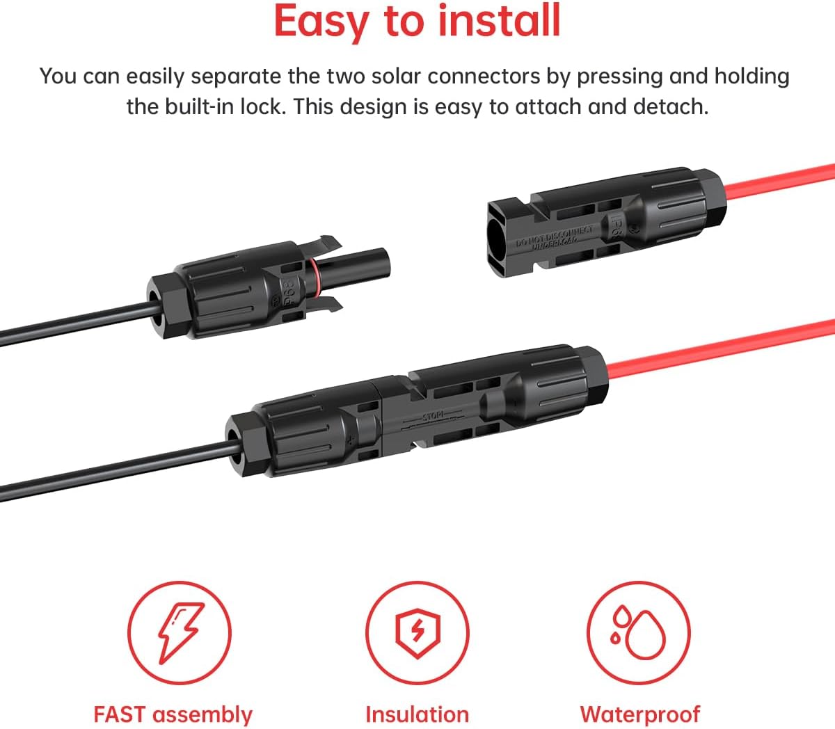 Cable solar XT90 10AWG 2ft hembra para panel solar