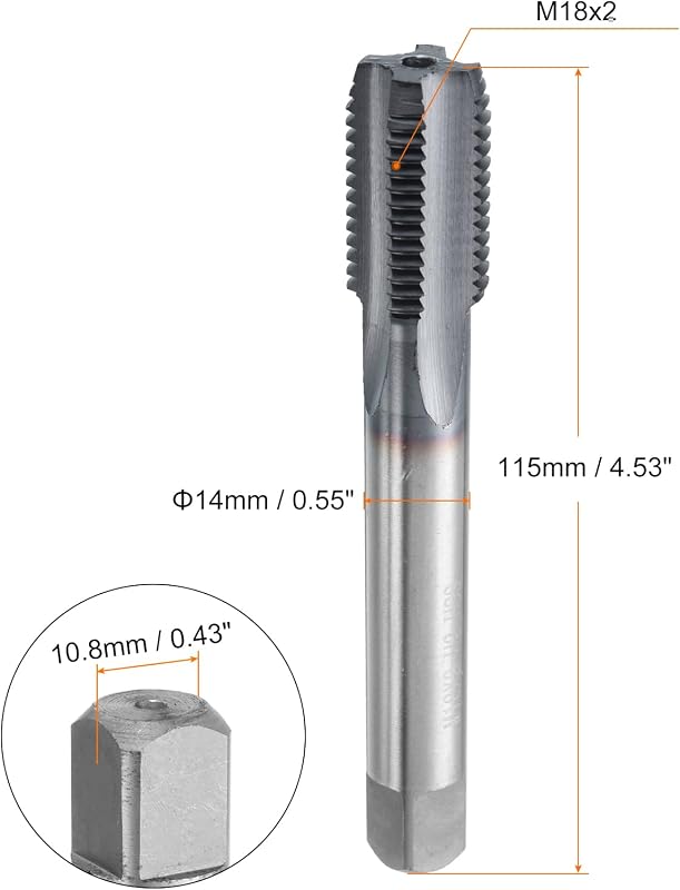 Grifo rosca M18x2 acero cobalto recubierto TiCN