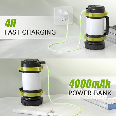 Linterna camping recargable 4000mAh 6 modos IPX4