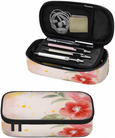 Estuche lápices acuarela diseño flores para escuela y oficina