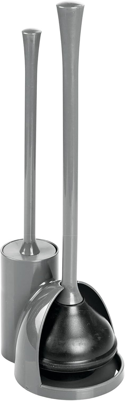 Set cepillo y desatascador inodoro baño gris
