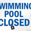 Letrero Pool Closed aluminio azul negro blanco 10x14"