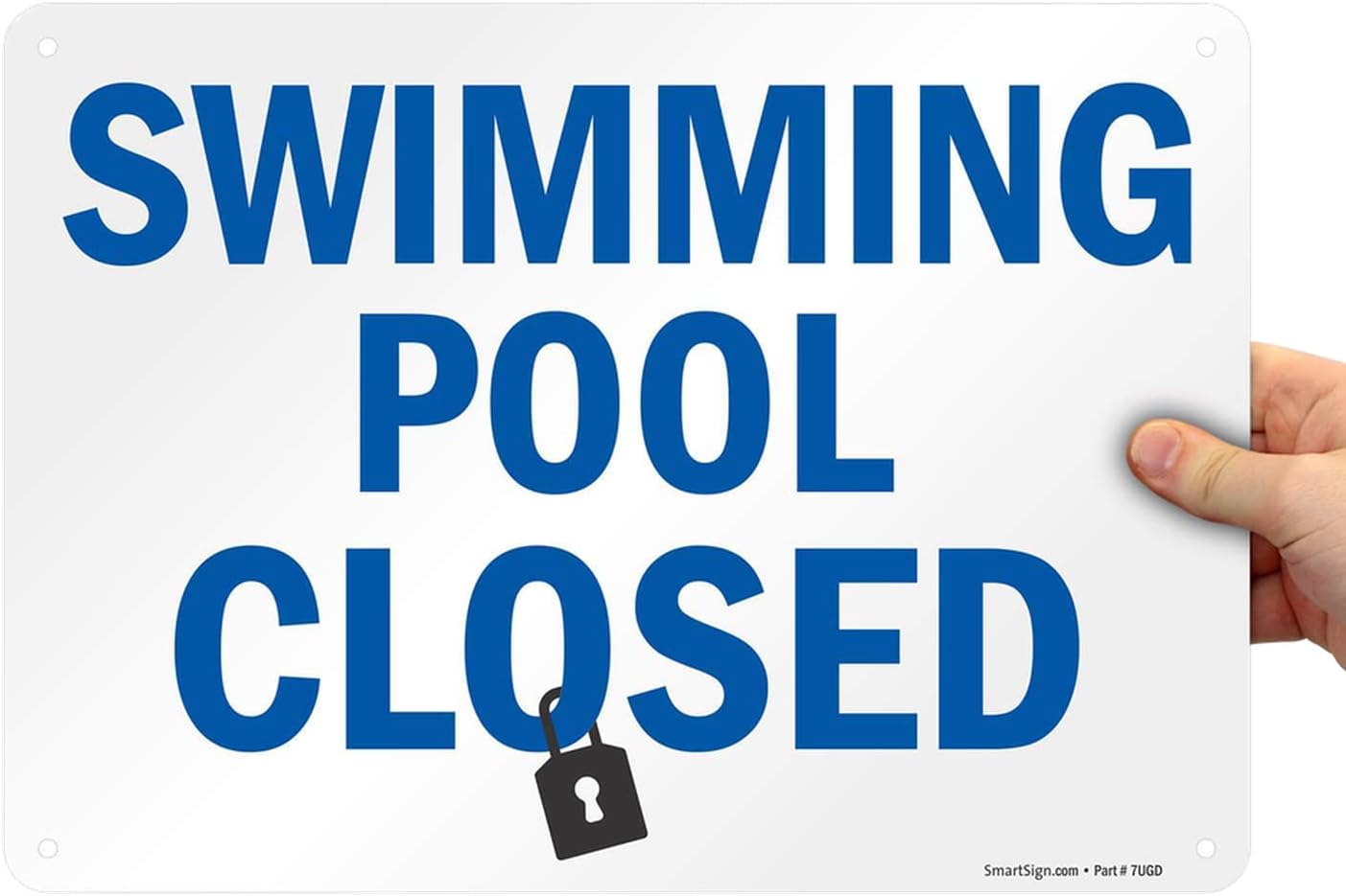 Letrero Pool Closed aluminio azul negro blanco 10x14"