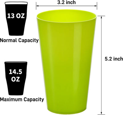 24 Vases Plástico Reutilizables 13oz Colorido Apilable