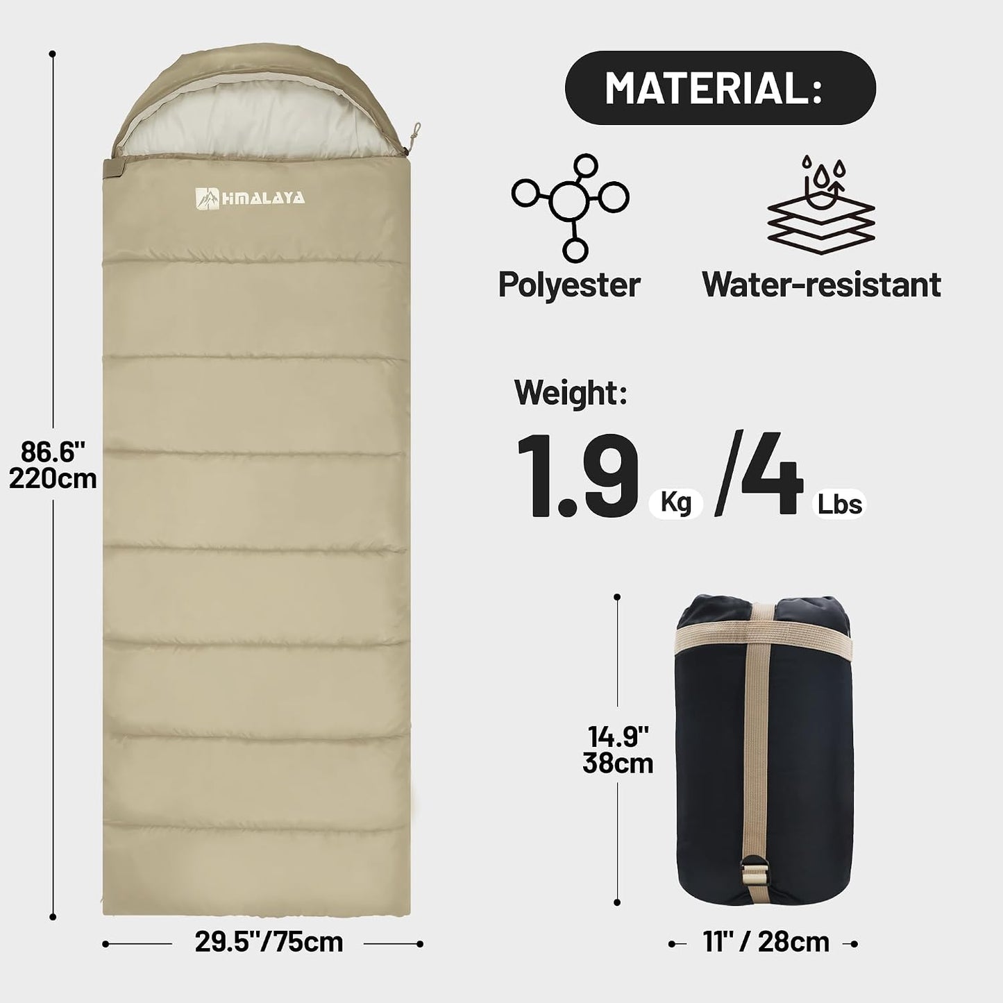 Saco dormir impermeable ligero camping portátil