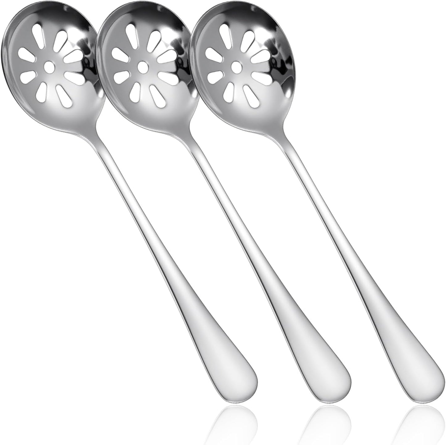 3 Cucharas Acero Inox Ranuradas 7.8pulg para Bufé