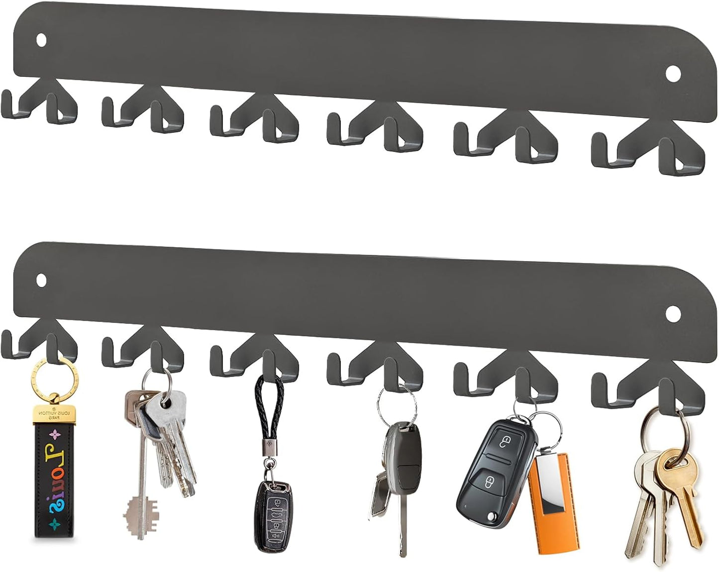 2 Soportes autoadhesivos para llaves pared 12 ganchos gris