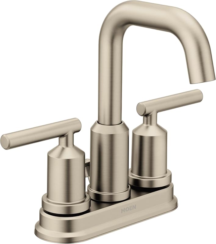 Grifo baño arco alto dos manijas montaje desagüe