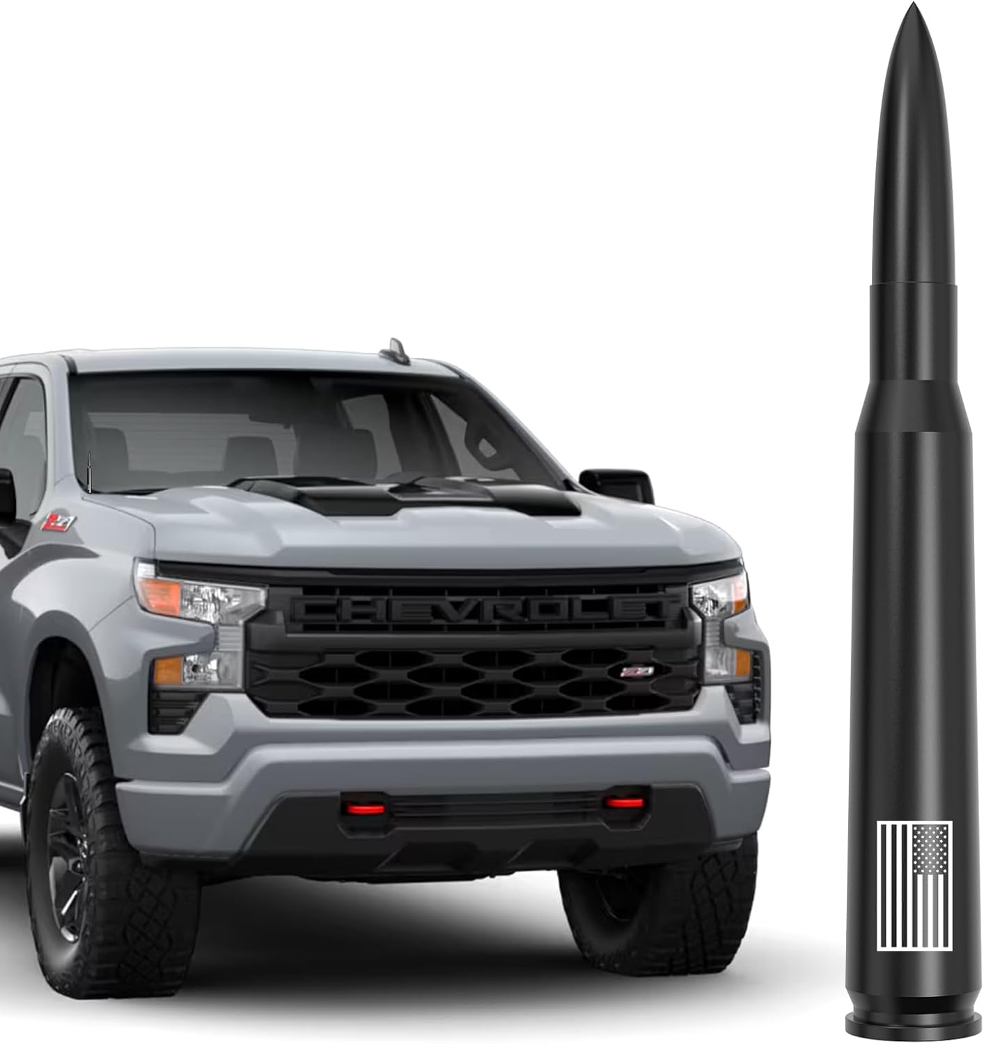 Antena 50 Cal Bullet Chevy Silverado GMC Sierra 07-25 negro