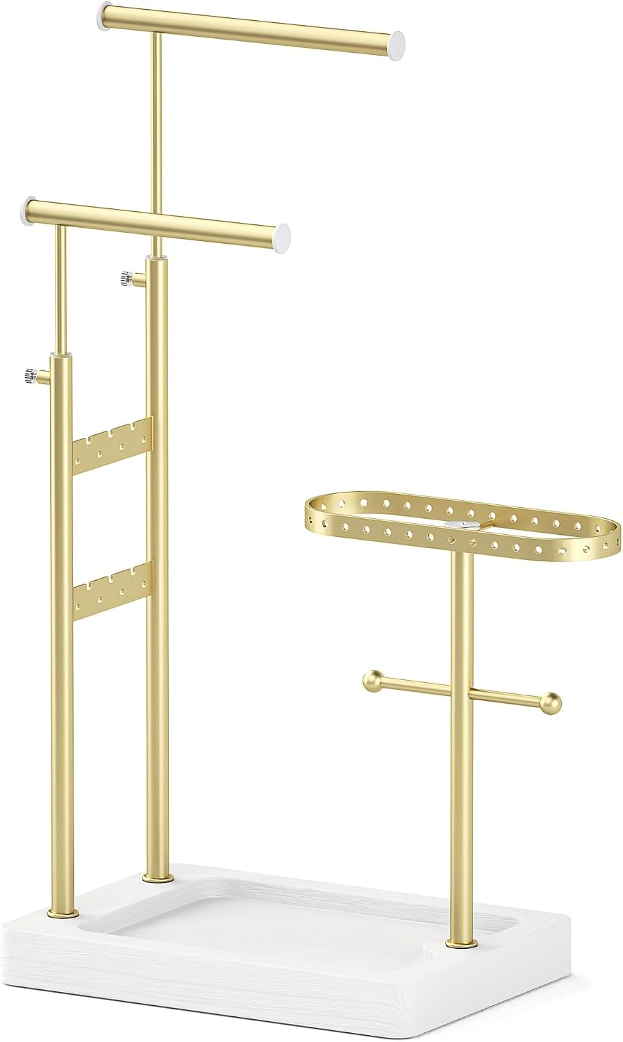Soporte giratorio joyas ajustable blanco y dorado