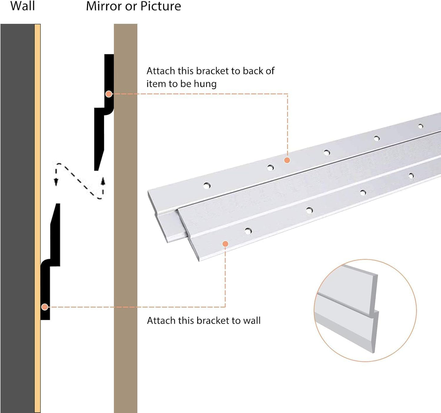 Percha Z aluminio para colgar arte espejos