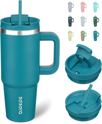 Vaso térmico acero inox con tapa pajilla asa 770ml