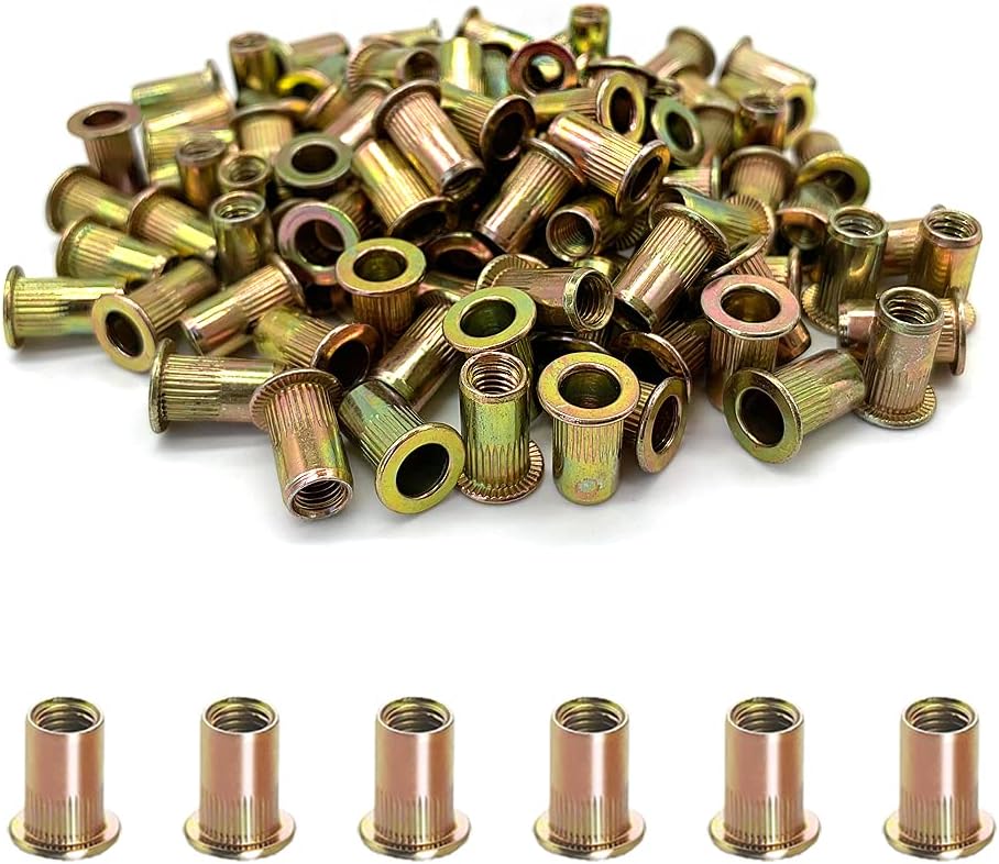 100 Pzas Tuercas Remache M5 Acero Carbono para Auto Muebles